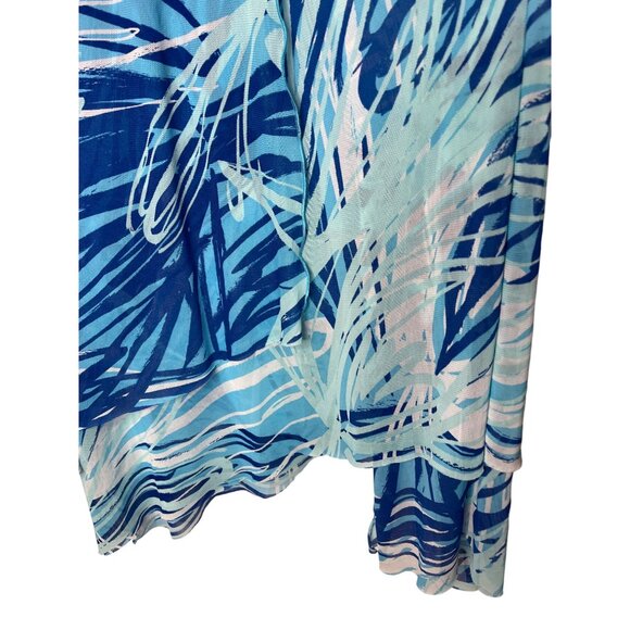 Chico’s Blue White Abstract High Low Mesh Midi Skirt Size XL 3 Work Style - Picture 9 of 9